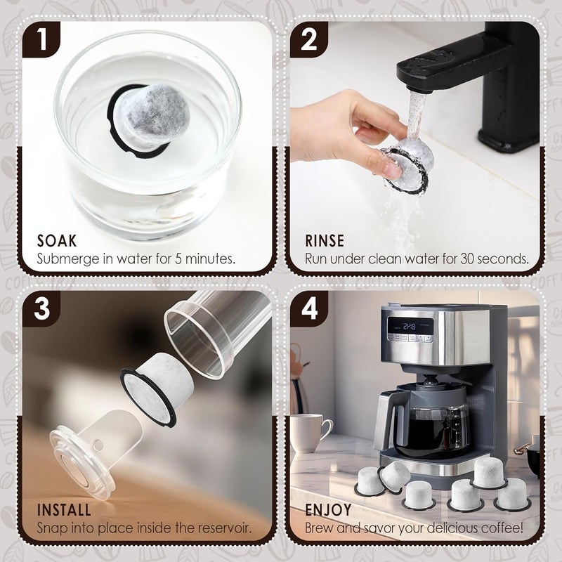 Qualirey 6 Pack Coffee Water Filter Replacement, Compatible with Cafe and GE Profile Grind & Brew Machine, Charcoal Coffee Filter Cartridges, Replacement for C7CGFLTR, Replace Every 3 Months - Image 5